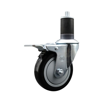 Service Caster 4'' SS Black Poly Swivel 1-5/8'' Expanding Stem Caster Total Lock Brake SCC-SSEXTTL20S414-PPUB-BLK-158
